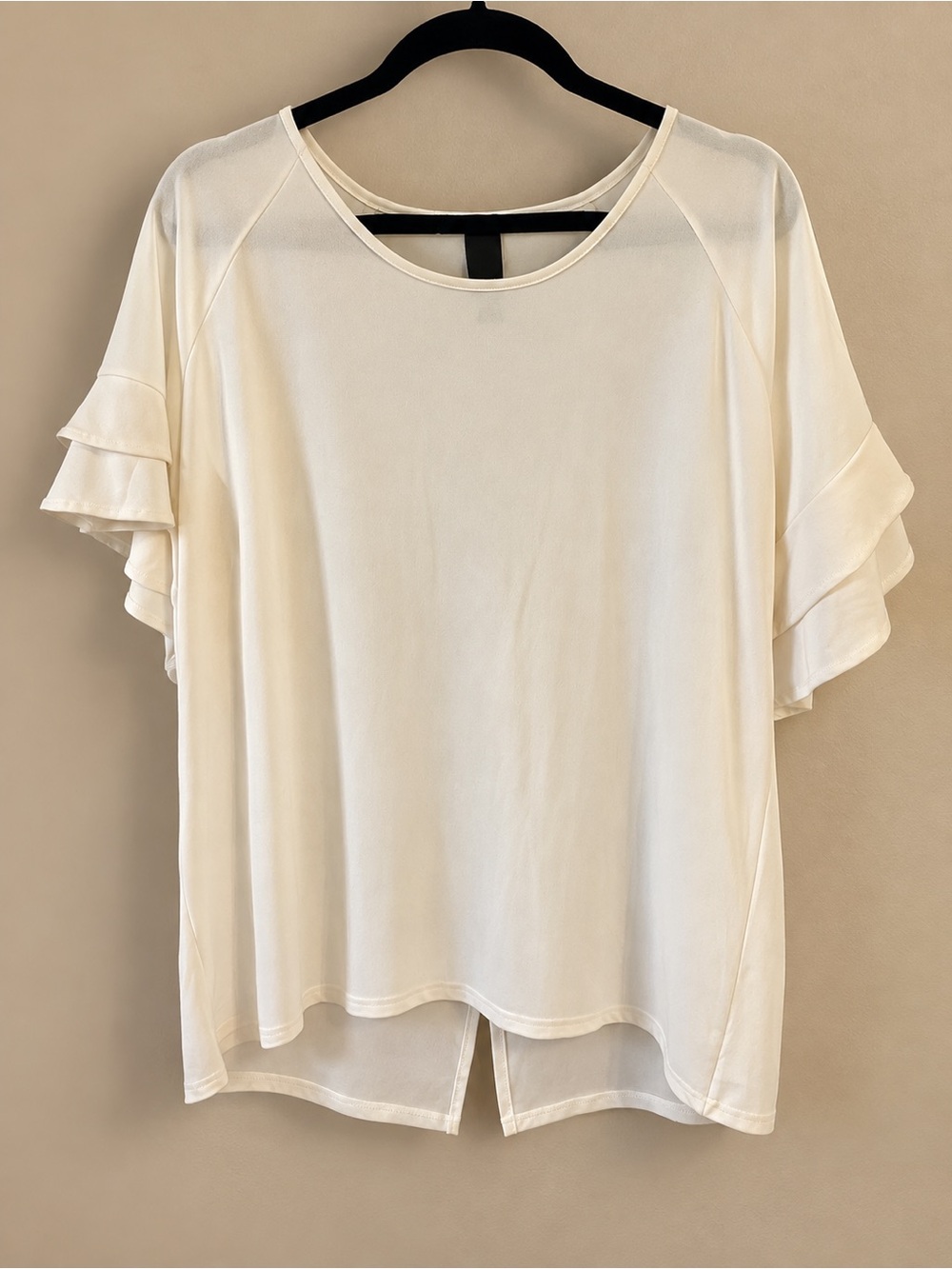 Light Cream Layered Ruffle Sleeve Blouse